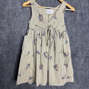 Marianna Original Girls Dress Size 8 Striped Raggedy Ann Doll Print Pinafore